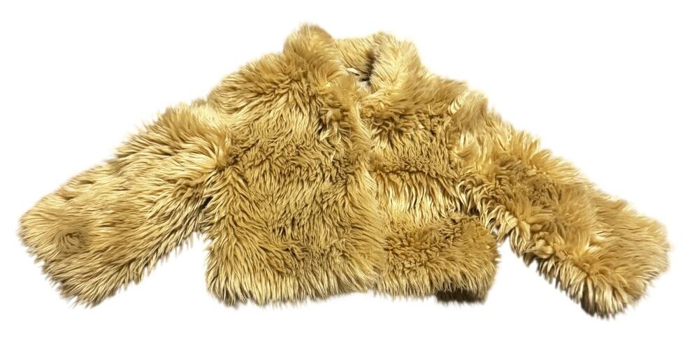 Janie and Jack Light Brown Faux Fur Coat Girls Size 3T 4T Holiday Shaggy Jacket